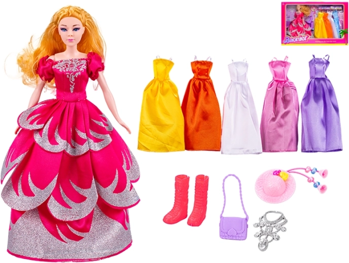 Muñeca de moda de 29 cm con vestidos y accesorios