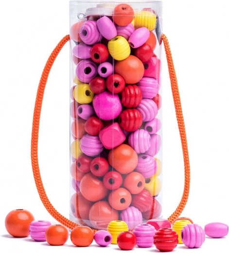 Cuentas en tubo rosa‑amarillo‑rojas