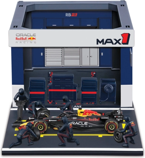 Set Pit Pass de Bburago Formula Racing F1 – Oracle Red Bull Racing RB21 2025 #1 Max Verstappen 1:43