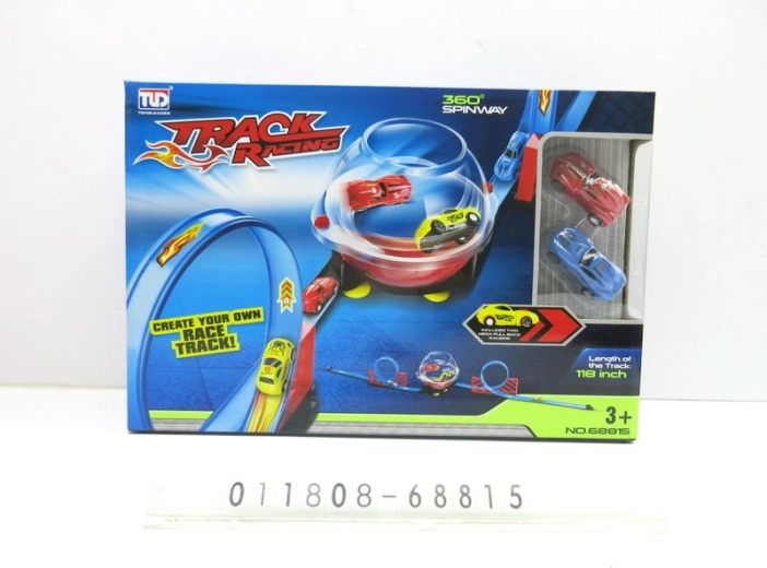 Pista de carreras de doble carril con esfera para niños 3+ – juego de construcción de 28 piezas, 2 cochecitos con propulsión de retroceso