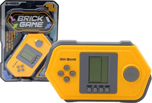 Consola electrónica de bolsillo Tetris Brick Game – gris‑amarilla