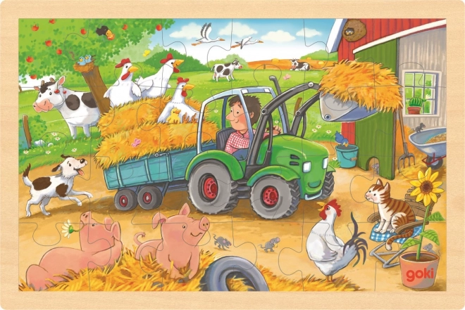 Puzzle de madera: tractor pequeño (24 piezas)