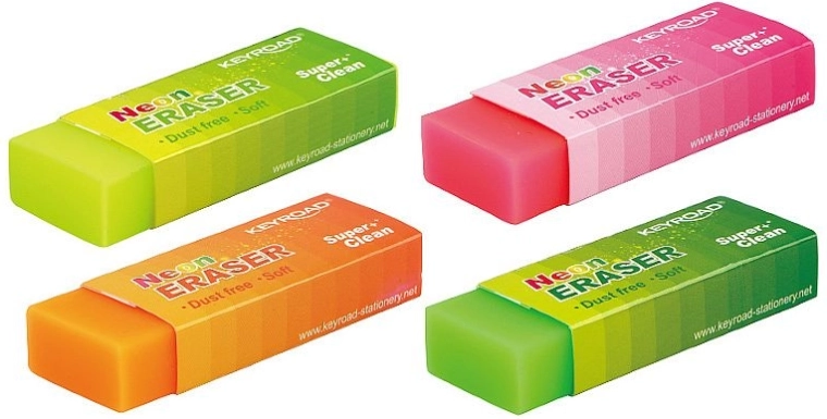 Goma de borrar neón KEYROAD, suave sin migas