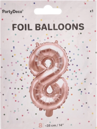 Globo de foil número 8 rosa perlado 35 cm