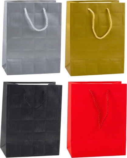 Bolsa de regalo con patrón estructurado de cuadrados 23 × 18 × 10 cm