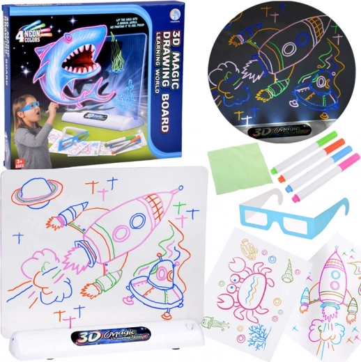Pizarra mágica de dibujo 3D con retroiluminación LED, rotuladores y gafas 3D