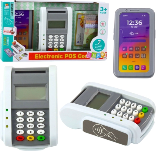 Terminal de pago infantil con teléfono y tarjeta con luces y sonidos