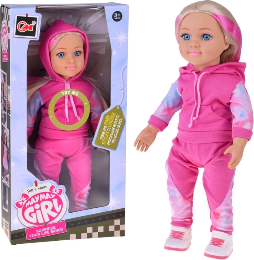 Muñeca con chándal de 48 cm con pelo rubio largo
