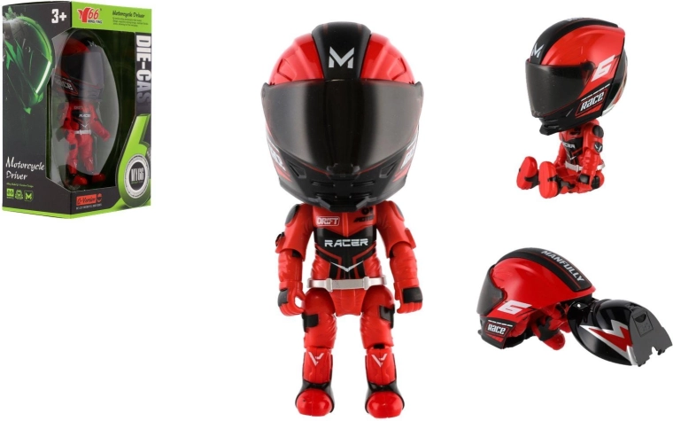 Figura articulada de motociclista de 12 cm con casco desmontable