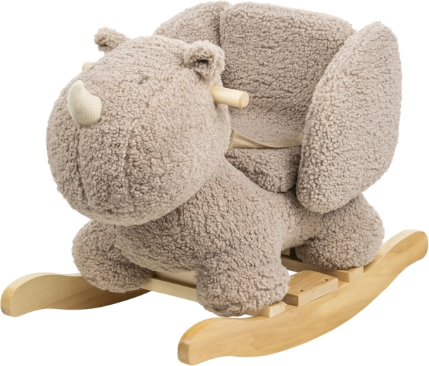 Juguete de balanceo de peluche Nattou Teddy, rinoceronte color taupe