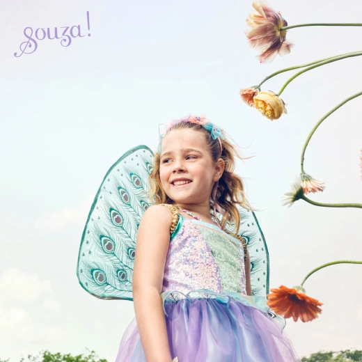 Souza! disfraz infantil de Hada Tamara con alas de pavo real (98–104 cm)