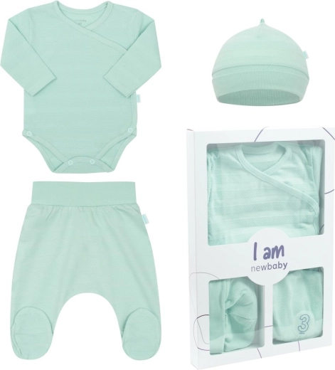 Conjunto para recién nacido NEW BABY I AM de 3 piezas, menta, talla 62 (3–6 meses)