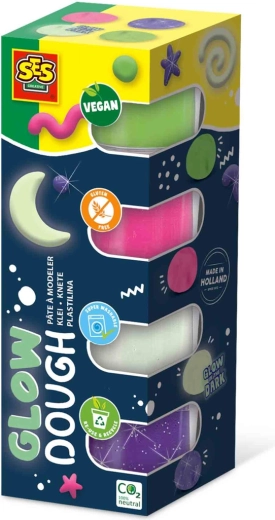 SES Creative plastilina luminosa Glow Dough 4× 90 g