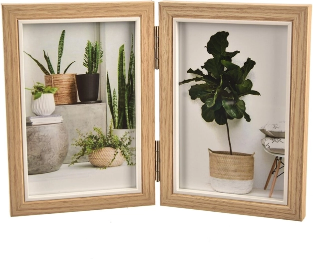 Portafotos de madera beige para dos fotografías 25 × 17 cm