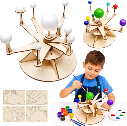 Modelo de madera del sistema solar – kit educativo DIY
