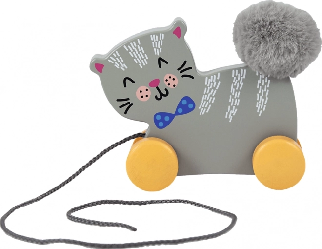 Gatito de madera con cuerda