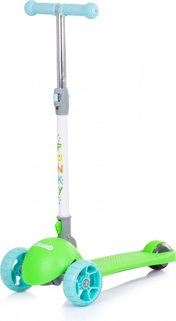 Patinete infantil Chipolino Funky azul‑verde con ruedas luminosas