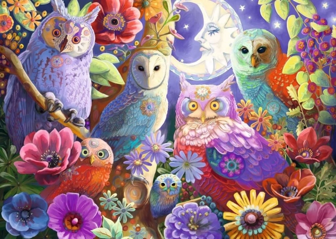 Puzzle Ravensburger Búhos nocturnos, 300 piezas extra grandes