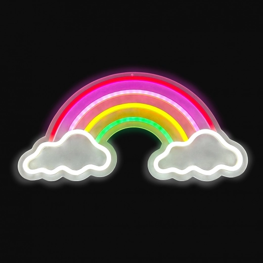 Lamparita LED neón arcoíris con nubes