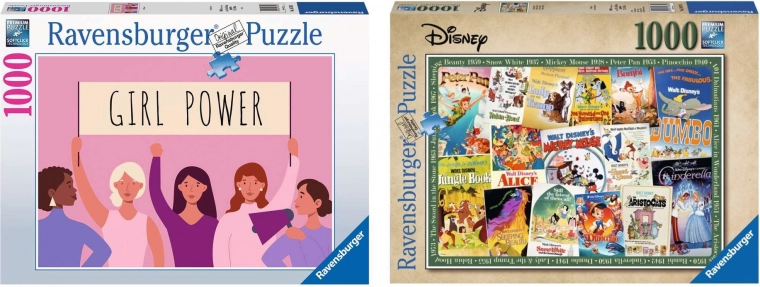Set Ravensburger de 2 puzzles de 1000 piezas – Disney Vintage Movie Posters y Girl Power
