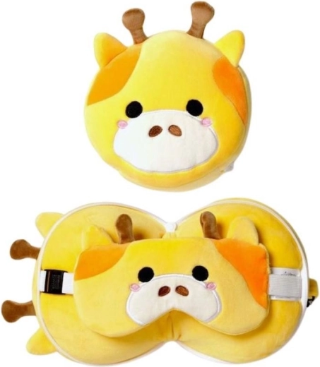 Almohada de viaje con máscara para los ojos Relaxeazzz Jirafa