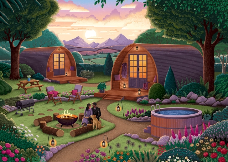 Puzzle Falcon Camping con estilo 1000 piezas