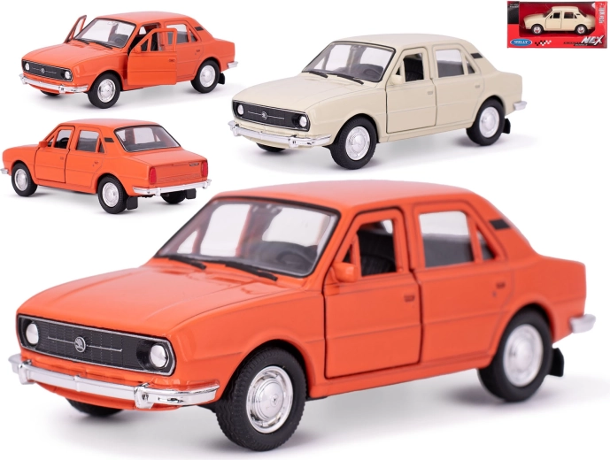 Modelo metálico de coche Škoda 105L 1976 con mecanismo de retrofricción – Welly 1:36