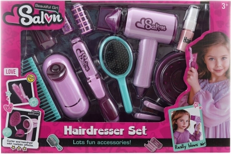 Set de belleza para pequeñas peluqueras con secador y rizador