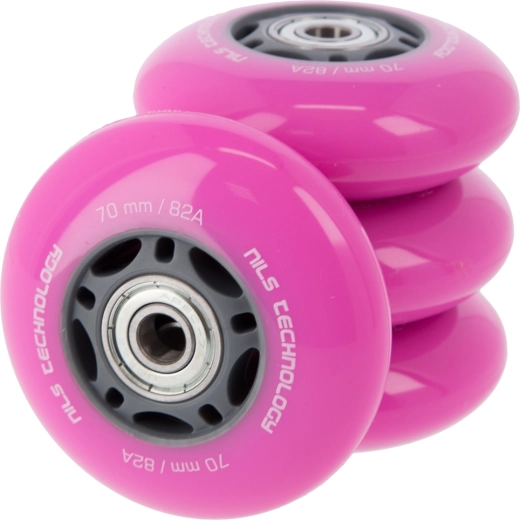 Ruedas PU con rodamientos para patines en línea NILS EXTREME 70 mm 82A rosa
