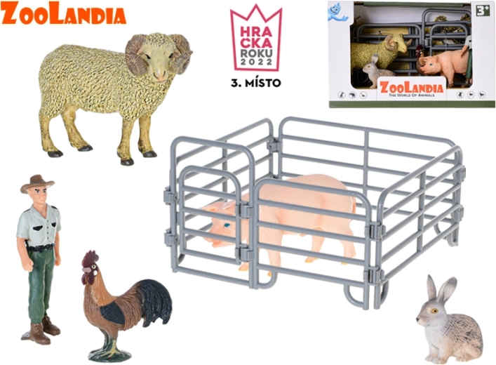 Zoolandia – carnero y cerdo con accesorios, set de figuras para la granja