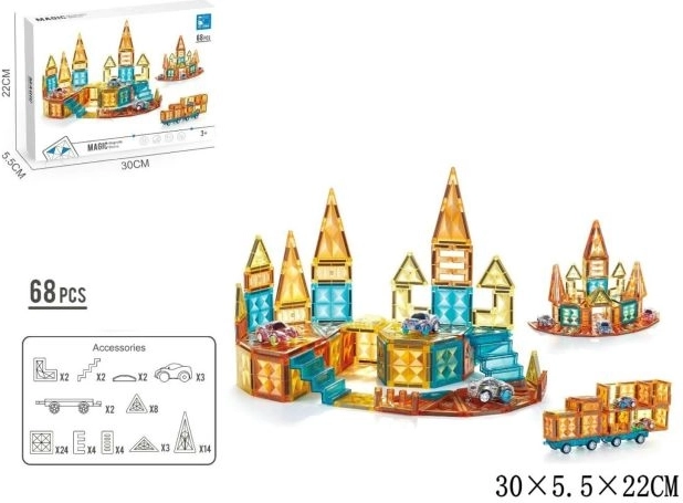 Set de construcción magnético de 68 piezas
