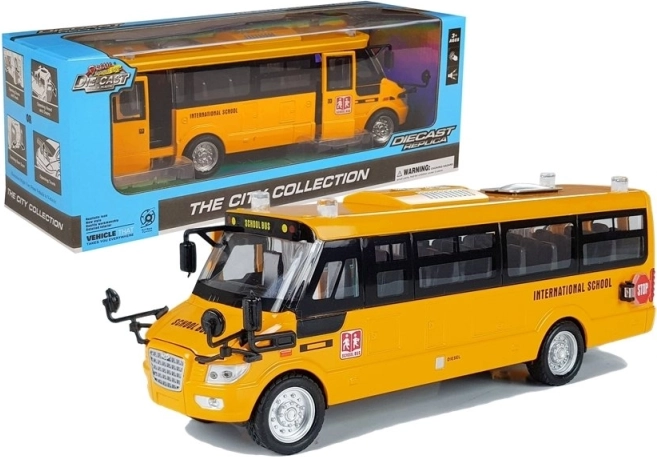 Autobús escolar metálico con mecanismo de cuerda