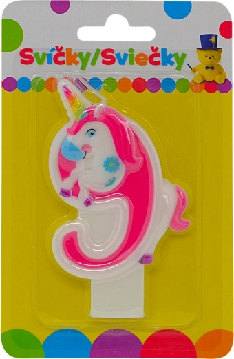 Vela de cumpleaños con unicornio – número 9