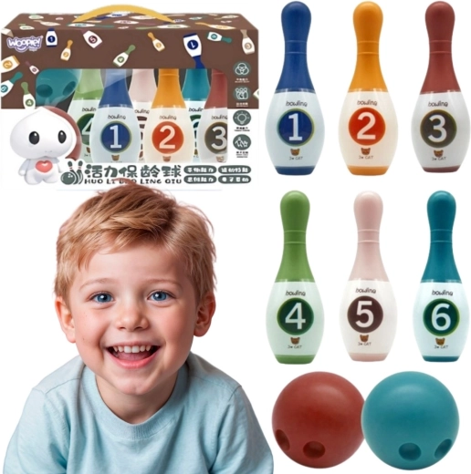 Juego de bolos infantil colorido con números WOOPIE