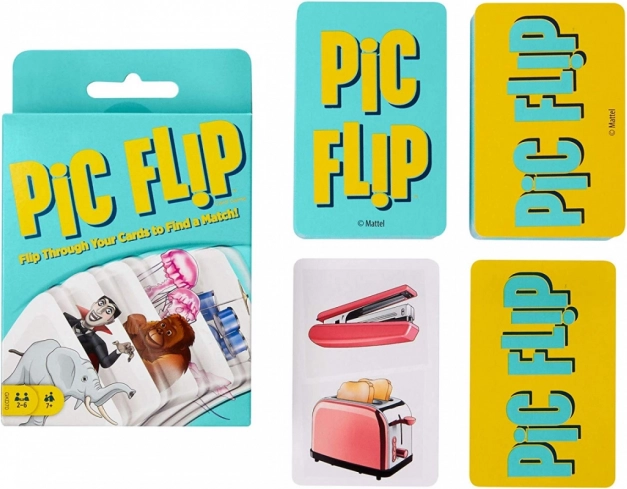 Juego de cartas lógico Pic Flip para niños 7+ – asociaciones y búsqueda rápida de parejas