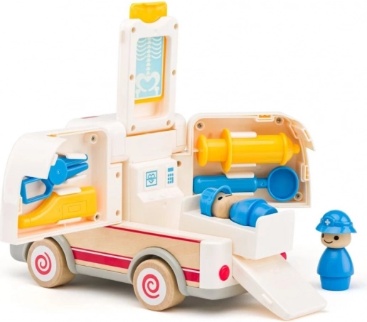 Ambulancia con sonido con camilla y equipo de rescate