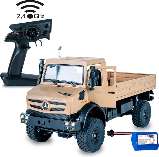 Coche todoterreno RC Mercedes-Benz Unimog U5023 1:14 beige