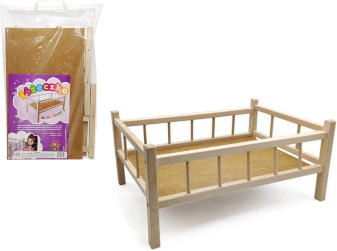 Cama de madera para muñecas y ositos de peluche