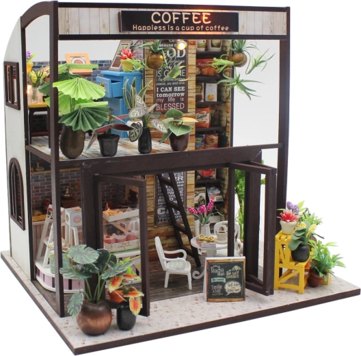 Miniatura de cafetería – kit de construcción con iluminación LED