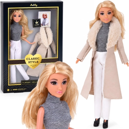 Muñeca de moda clásica Anlily con abrigo beige