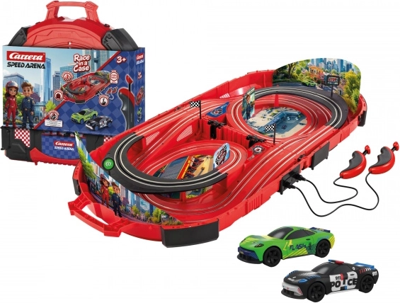 Circuito de coches Carrera Speed Arena Police en maletín portátil, 2,77 m