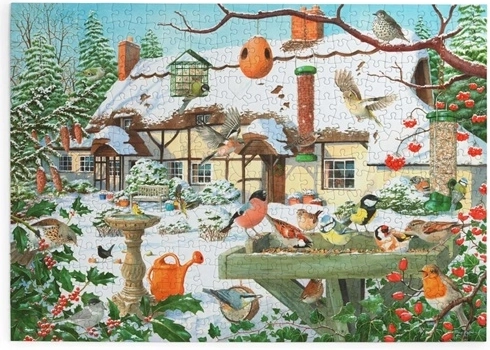 House of Puzzles Alimentación invernal de los pájaros, puzzle de 500 piezas grandes