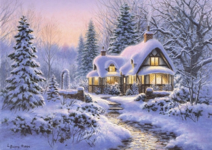 Puzzle Manta de invierno Wouldbie Cottage 500 piezas