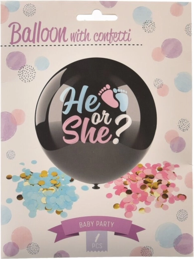 Globo de látex BOY/GIRL con confeti 90 cm