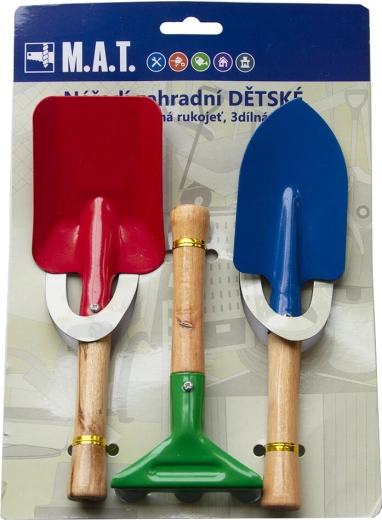 Juego infantil de herramientas de jardín con mango de madera, 3 piezas