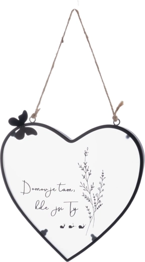 Corazón colgante de chapa «Hogar» blanco