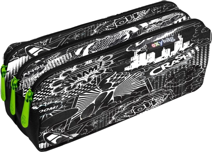 Estuche escolar tipo etui con 3 cremalleras Crash