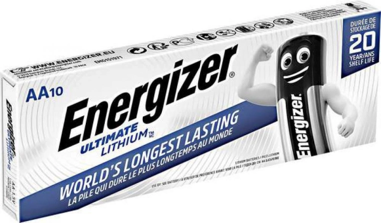 Pilas AA de tipo lápiz Energizer Ultimate Lithium, 10 uds