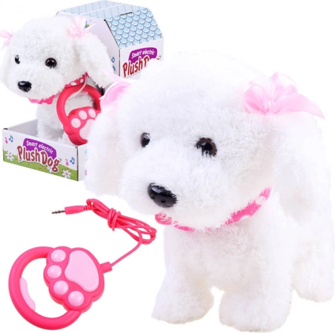 Perrito de peluche interactivo con correa – Blanca con rosa