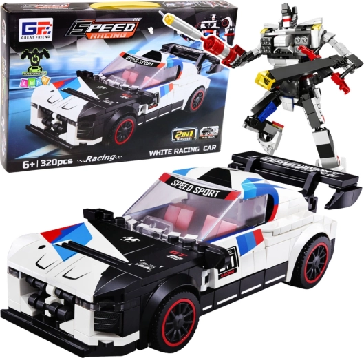 Set de construcción 2 en 1: coche deportivo y robot, 320 piezas, blanco